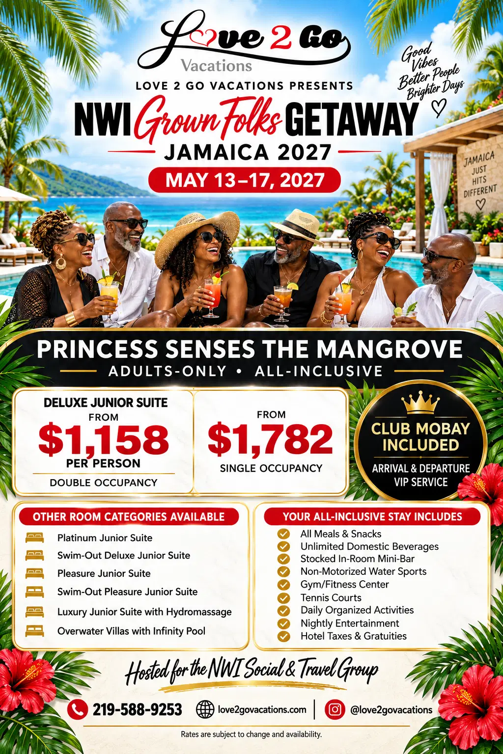 NWI Grownfolks Getaway Jamaica 2027 promotional graphic